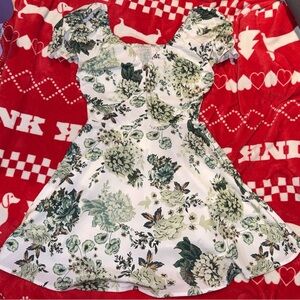 SPRIME Women's Summer Casual V Neck Short Puff Sleeve Mini A-Line Dress